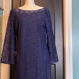 NWOT XL LACE DRESS WITH SLIP UNDERLAY NAVY
